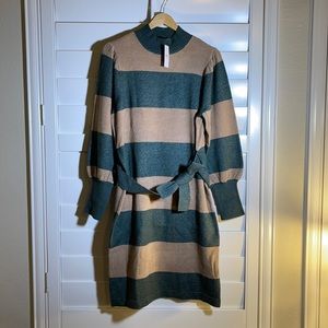 Long Sleeve Stripe Turtleneck Dress